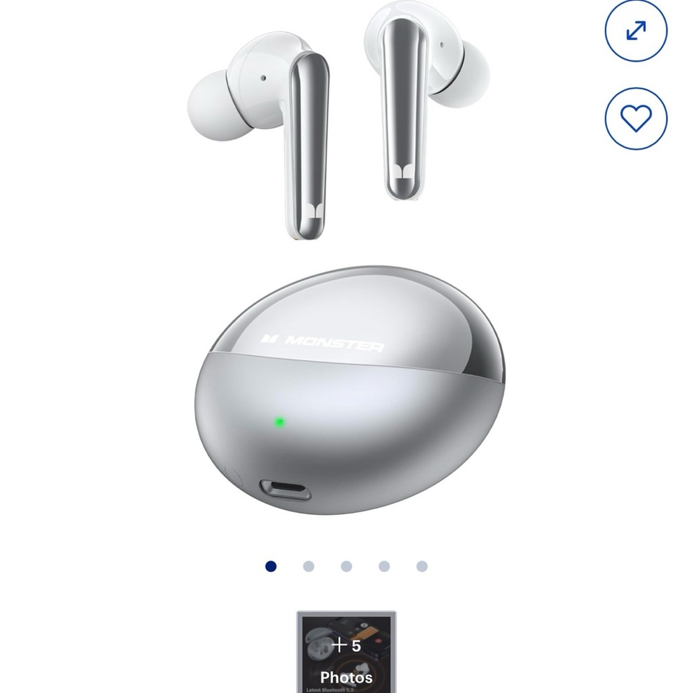 Monster Silver Earbud Headphones, brand new in sealed box